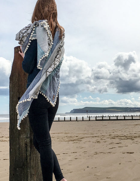Dupatta Silk and Cotton Scarf - The Sea Collection - Indigo Blue