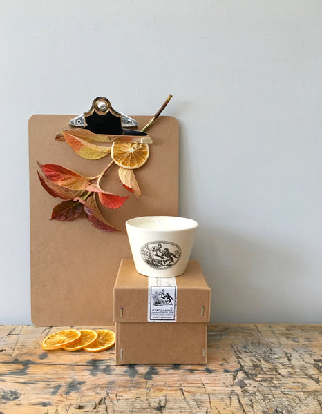 Each candle is loving protected within a hand decorated English Earthenware candle bowl...just perfect once your candle is finished for your special collections.