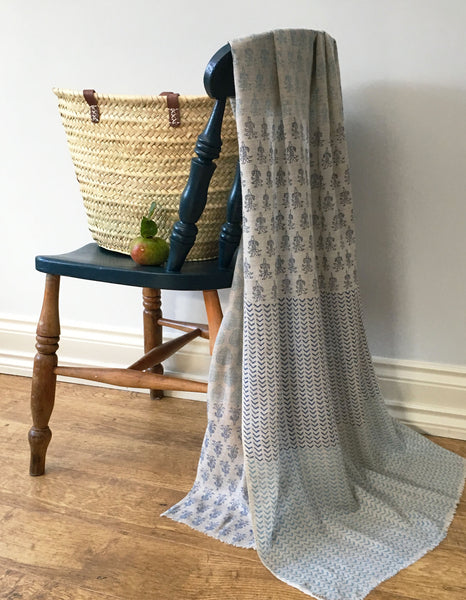 Cashmere Scarf - Dove Grey & Blue