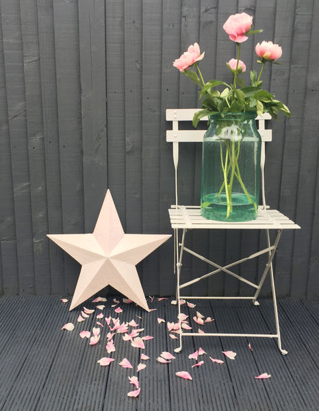 Hand painted in a delicate blush pink & finished, each star hints at its rustic past.