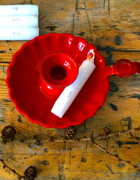 Simple Danish style never goes out of fashion...create a timeless corner in your home with this festive enamel Berry Red candle holder