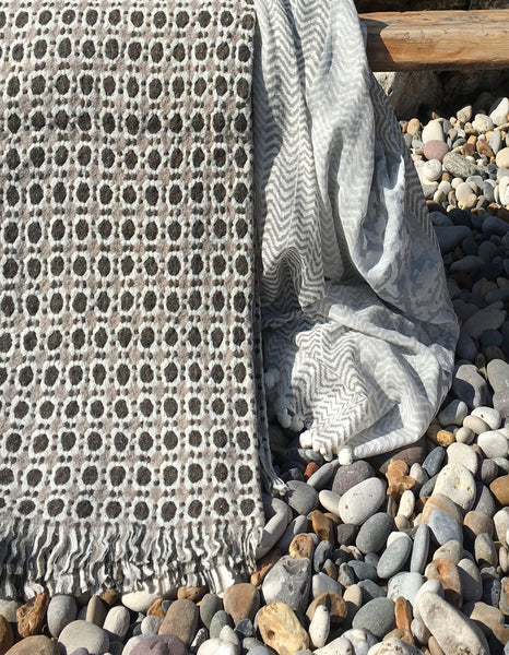 Corona Wool Blanket - Beige -Brown/ Grey