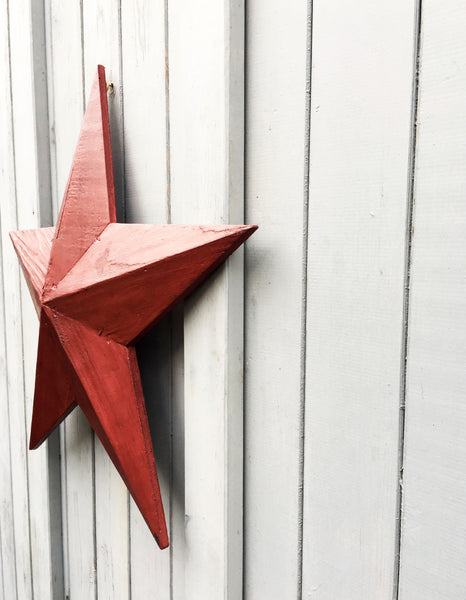hand made painted wooden  rustic barn star in garnet red by & MEAD