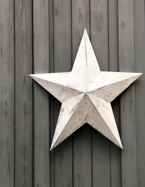 hand made wooden barn star in weathered white 
