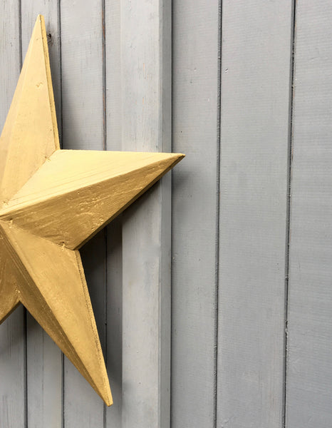hand made painted wooden rustic barn star in Yellow 